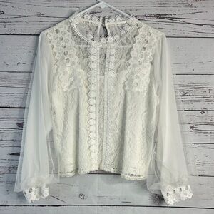 Elegant Lace Sheer White Blouse
